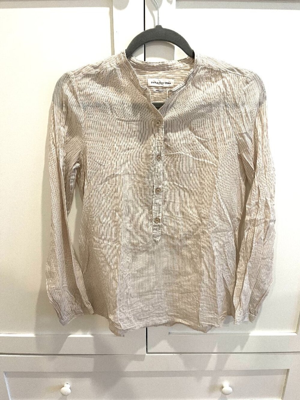 Isabel Marant Etoile Striped Button Henley Blouse, Size 34